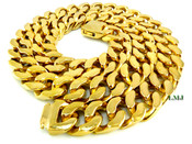 30" 18K Gold/Stainless Steel  "496 GRAMS" Thick Cuban Link Chain - 3/4" wide (Clear-Coated)