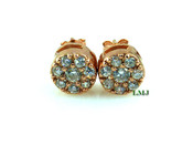 Rose Gold/925 Silver "Cluster" Micro-Pave Lab Made Diamond Earrings - 8mm