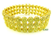 3 Row Yellow Lab Made Diamond 8.5" 3D Cluster Bracelet (Clear-Coated)