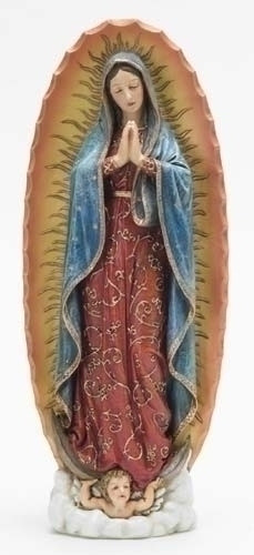 Our Lady of Guadalupe. Resin/Stone mix. Dimensions: 11.25"H x 4.75"W x 2.5"D