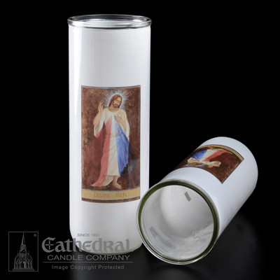 Divine Mercy Reusable Glass Globe-3, 5/6/7 Day Reusable Glass Globe ~ Full color image, produced on highly durable film.  For use with Inserta Lites. Globes are sold Individually or by the case (Box of 12) - Please make selection. Inserta Lite Candles are purchased separately