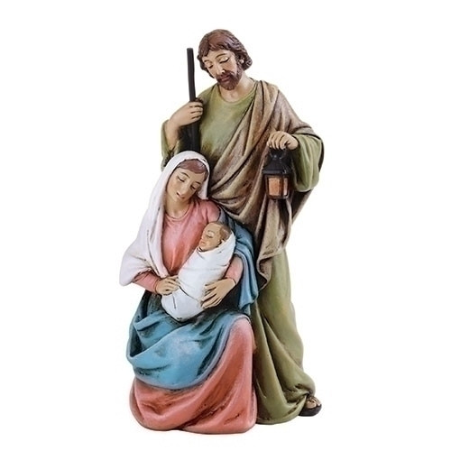 4"H Holy Family Statue.Made of a Resin/Stone Mix. Dimensions: 4"H x 2"W x 1.625"D