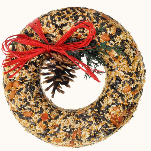 A delectable 8" round wreath treat for your favorite backyard birds!