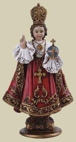 4" Infant of Prague Detailed Statue. Resin/Stone Mix. Dimensions: 4"H x 2.125"W x 1.375"D