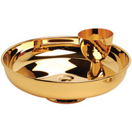 Gold Plated  10" diameter Bowl
3-1/4" height to top of bowl
1000 Host Capacity
3 ounce removable cup