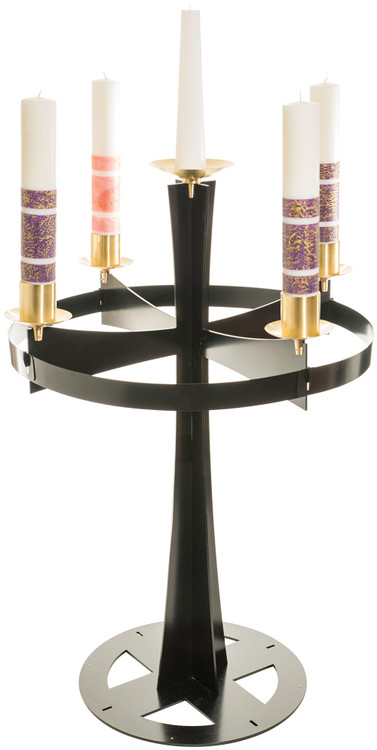 The Standing Church Advent Candle Holder with five advent candles.