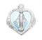 1 1/8" Solid .925 sterling silver Blue Enameled Miraculous Medal. Light Blue Enameled Miraculous Medal Pendant comes on a 20" genuine rhodium plated curb chain. Dimensions: 1.0" x 0.9" (25mm x 22mm).  A deluxe velour gift box is included. 
