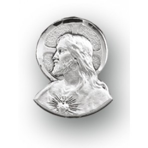 3/4" Sterling Silver Sacred Heart of Jesus Lapel pin with a deluxe screw on the back. Comes in a deluxe gift box.