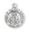 3/4" Sterling Silver Round Shaped Holy Scapular (2 Sided) medal showing the Our Lady of Mount Carmel on the round shaped front and the Sacred Heart of Jesus on the reverse. Medal says "Queen of the Holy Scapular, Bless Us". A 18" Rhodium Plated Curb Chain is Included with a Deluxe Velour Gift Box. Engraving available.