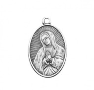 13/16" Oval Sterling Silver Our Lady of Guadalupe Medal with 18" chain
