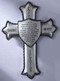 8.25"H Armor of God Wall Cross, Ephesians 6:16-17. Dimensions: 8.25"H x 5.875"W x 0.375"D. Resin/Stone Mix