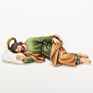 Sleeping Joseph figure measures 8.25"W X 2.25"H and is made of resin/stone mix. This popular statue originates from Pope Francis' devotion to St. Joseph. He said, "I have great love for St. Joseph, because he is a man of silence and strength. On my table I have an image of St. Joseph sleeping. Even when he is asleep, he is taking care of the Church!" Pope Francis advised people to leave a "note" or prayer requests and place them under the image of the saint for help whenever they have a problem. While you both sleep, St. Joseph and God will be working hand in hand to help answer those beautiful prayers.
