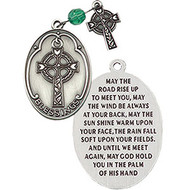 Pocket token with Celtic Cross and an Irish Blessing in its entirety on reverse side. "May the road rise up to meet you....and God hold you in the palm of his hand."