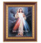 An 8" x 10" Image of The Divine Mercy in a beautiful 11" x 13"  cherry finished frame with gold leaf under glass. Easel back or hook to hang