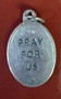 Silver Oxidized medal of St. Mother Teresa. Back of medal says "Pray for Us". Dimensions" 1"H x .75"W. Canonization Date: September 4, 2016. Feast Day: September 5