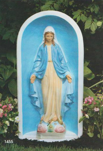 This beautiful detailed stain round grotto features a blessed mother statue built in. You can get this grotto in a natural cement color or a detailed stain that includes a blue background, white trim, and a detailed statue. The statue in this grotto is hand cast.
Details:
30"H x 14.5"W x 6.5"L
Weight 81 lbs
Allow 4-6 weeks for delivery