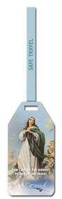 Our Lady of The Airways Flexible Poly Luggage Tag. Dimensions: 2-1/8" x 4-1/8" . Reverse side for has space for your personal information.