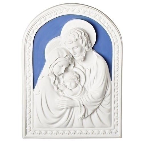 7.75"H Della Robbia Holy Family Plaque.  Made of Resin.