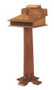Dimensions of the registration desk are 49" height, 20" width, 16" depth. Brass lamp available at additional charge