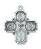 Sterling Silver 4-Way Medal. Comes on a 24" rhodium chain. Gift box included. Dimension: 1.5" long. Made in the USA