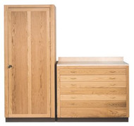 Adjustable shelf and door locks. Dimensions: 32" height, 48" width, 12" depth. Matching Wardrobe (WRN1200) & Drawer Base (WRN1230) also available.Note: All Sacristy Cabinets may be made to your specificiation.  Proper installation required.