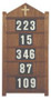 Board for small chapels. Dimensions: 32" height, 16" width. Includes three sets of numbers. Numbers (0-9) & Letters (A-Z)  that fit boards 234, 234H, 237B & 239H, are available at an additional cost