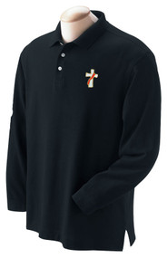 Deacon or Clergy Long Sleeve Polo Shirt-Short Sleeve 100% Combed Cotton Double Pique.  Double needle top stitching. Designer selected twill tape neck. Finished reinforced placket ~ wood tone buttons. Side seam design & extended tail. *Gray shirts 90% cotton/10%  polyester. 