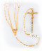  8mm Imitation Pearl Lasso Wedding Rosary with Gold Plated Chain Crucifix and Center length 33"  (21-1/2" opening)