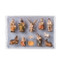 Image of a Nativity set filled with 12 earth-toned figurines that stand two inches tall. 