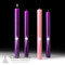 A striking way to mark the Advent journey, these candles feature a hand-applied wax ornamentation thin enough to allow for the uninterupted use of the candle follower.  Choice of 51% Beeswax  or Stearine Pillar. 3 Purple and one Rose