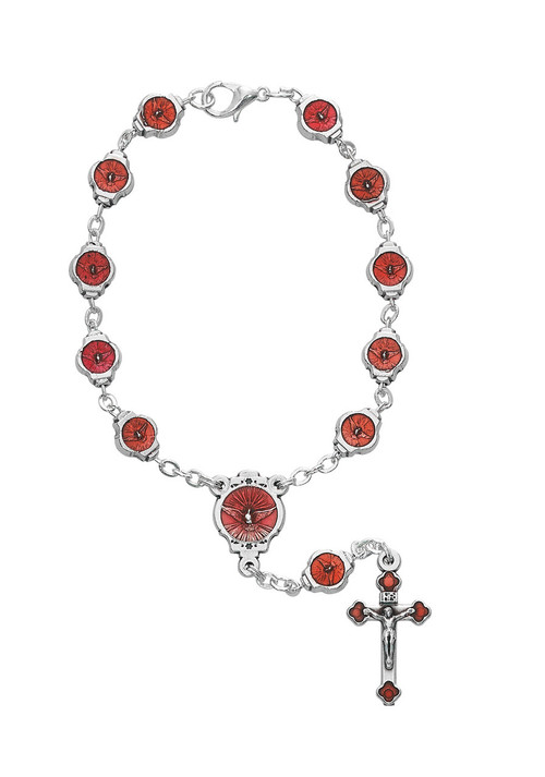 This auto rosary measures 7 1/4" long. The beads are a  Job's Tears with a silver ox  Crucifix and Holy Spirit center. Comes with a clasp for easy hanging. 