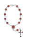This auto rosary measures 7 1/4" long. The beads are a  Job's Tears with a silver ox  Crucifix and Holy Spirit center. Comes with a clasp for easy hanging. 