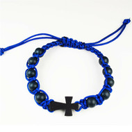 Blue Wood adjustable corded bracelet.