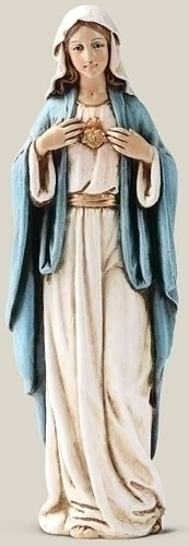 Immaculate Heart of Mary Statue. Resin/Stone Mix.  Dimensions: 6"H x 2"W x 1.5"D