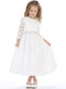 First communion is a special time. Get your little princess a delicate, elegant lace dress to celebrate this momentous occasion. With a simple design featuring a floral lace pattern, this was designed specifically with your little girl in mind!
Tea Length 
Three quarters sleeves 
Made in the U.S.A. 
3 Dress Limite Per Order
 
