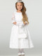 All-lace girls white communion dress with flower pattern 
