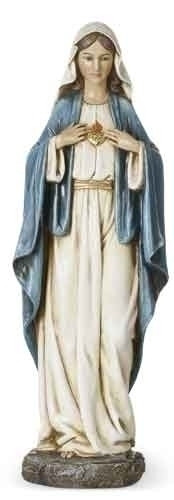 Immaculate Heart of Mary Statue. Resin/Stone Mix. Dimensions: 14"H x 4.75"W x 3.5"D