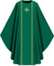 This chasuble features with galoon and embroidered cross on front and back. It comes in Purple, Green Red and Ecru. It is made from Elias fabric and is part of the Assisi series. Elias fabric is 100% polyester and is lightweight and durable.  The Chasubles measure 53"L x 63"W;. The chasuble has a plain collar and does come with an inside stole. Care instructions: Wash in warm suds, rinse well, do not wring. Hang wet to dry, no ironing needed. Please supply your Intitution’s Federal ID # as to avoid an import tax. Please allow 3-4 weeks for delivery if item is not in stock as it is shipped from overseas. 