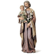 37 Inch  Saint Joseph w/ Child Statue. Resin/Stone Mix. Patron Saint of Families and Carpenters Dimensions: 36.75"H x 13.5"W x 12.25"D