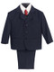 Navy Suit-This high quality five piece Communion suit is an incredible buy!  Set includes jacket, pants, vest, dress shirt and adjustable tie. Regular and Husky Sizes available.