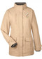 Ladies All Weather Jacket is 100% polyester with a water-resistant finish. Jacket has a storm flap with hidden metal snaps. Soft-touch flat-knit rib inner collar with stripe detail. Inner rib storm cuffs with adjustable tabs. Lower patch pockets with snap closure and an inside adjustable shockcord at waist for flattering silhouette. Comes in Black, Navy or Khaki. Small to 2XL.