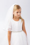This simple Communion Headpiece has a thin border of white satin. Comb attached