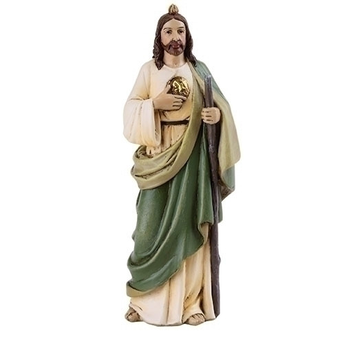 Saint Jude Figure. Resin/Stone Mix. Patron Saint of the Hopeless. Dimensions: 4.125"H x 1.5"W x 1"D