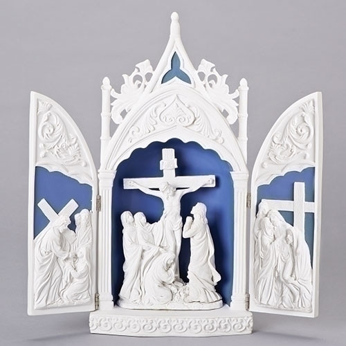 14" Della Robia Crucifixion Triptych. Beautiful table top reminder of what Easter is really all about. 