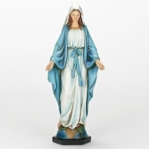 Our Lady of Grace 10" Statue. Resin/Stone Mix.  Measurements: 10.38"H x 4.25"W x 2.5"D