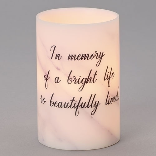 From the Copper Collection, this LED Marble Candle with Saying: In memory of a bright life so beautifully lived" is a perfect bereavement gift.