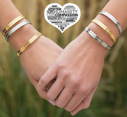 "Find the Good" Bracelets. 7" stainless steel bracelets with the words "Find the Good" written continuously around bracelet. Available in silver or gold color.  A good reminder every time you look at it that there is good in everyone!
