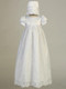 Willow Christening Gown, Satin bodice with embroidered tulle long gown with bonnet. Made In USA
