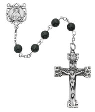 Genuine black Onyx beads rosary. 6mm beads in Sterling Silver or Pewter Miraculous Medal Center & Crucifix. Deluxe Gift Box Included