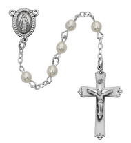 Baby Rosary, 3mm Pearl Beads, Sterling Silver or Rhodium, 210D